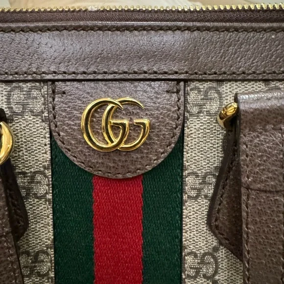 Gucci OPHIDIA LARGE TOTE BAG Brown and Green Women's Bag - Picture 3 of 14